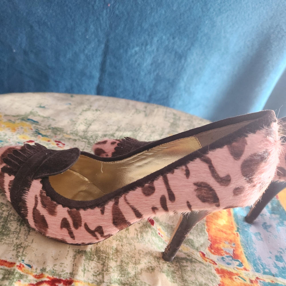 Elegant Leopard Print Pink and Brown Heels